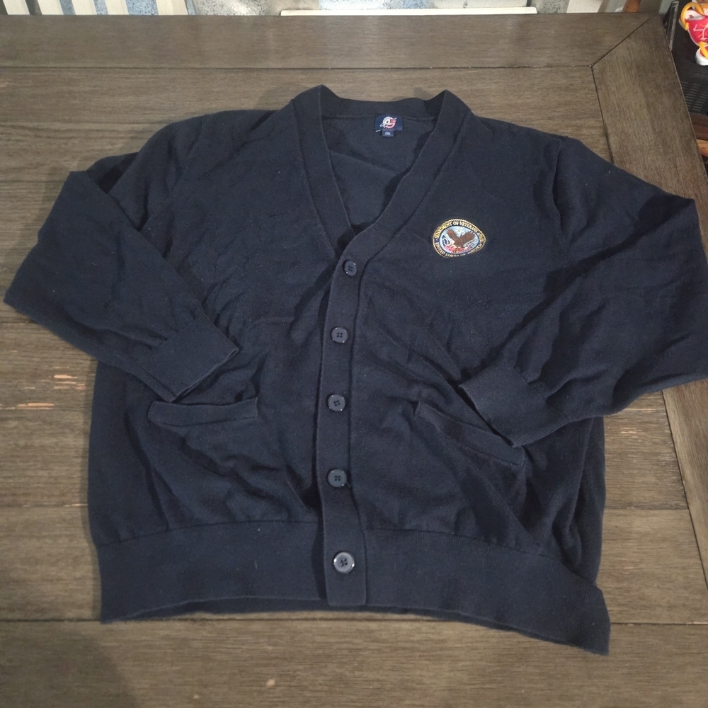 Classic Navy Men's Cardigan Sweater Department Of Veterans USA